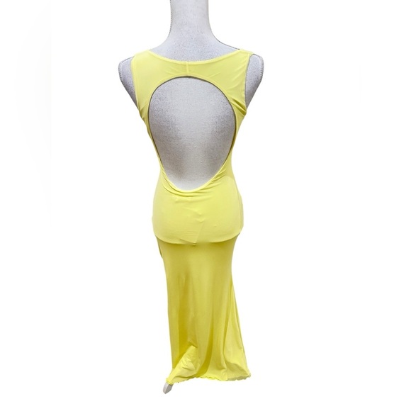 NWT Beginning Boutique sunflower pale Yellow Maxi mesh Dress backless size 4 - Picture 10 of 15